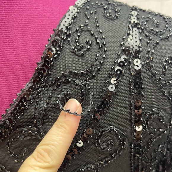 Pretty Guide size small black beaded flapper style dress - Picture 5 of 8